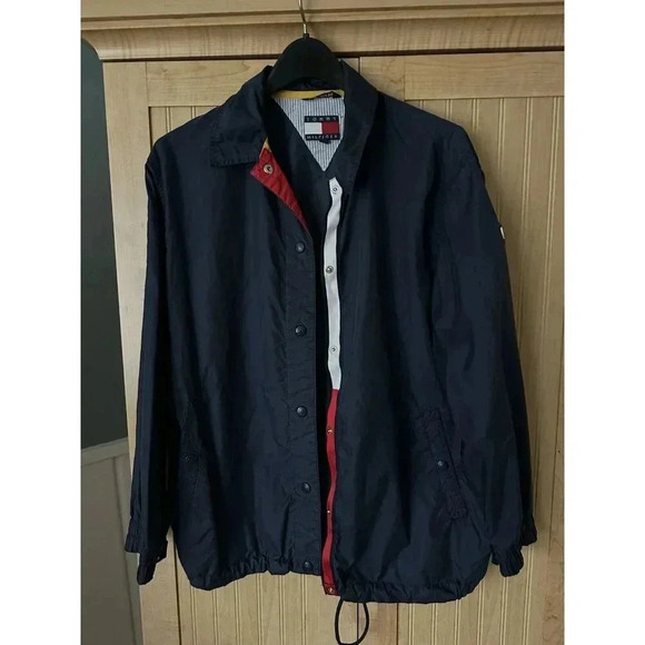 Tommy Hilfiger Men's Wind Breaker Jacket Size M Med Blue Snap Closure - Picture 5 of 7